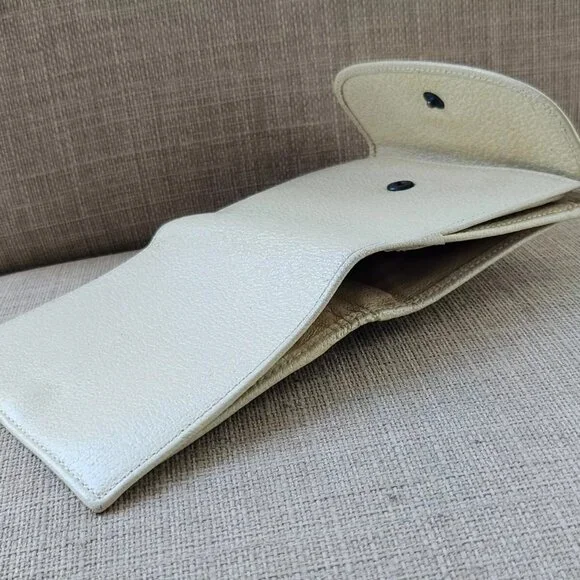 Gucci Cardholder Wallet Bifold Off White Genuine Leather Purse Made in Italy - Picture 12 of 14